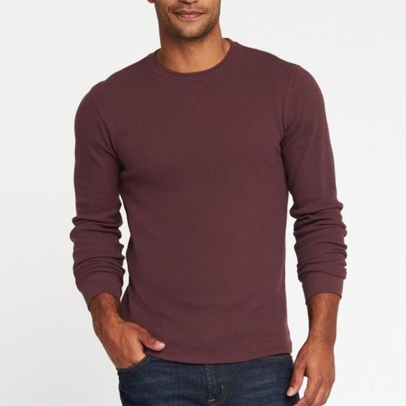 Old Navy Thermal-Knit Long-Sleeve Tee For Men Red - Picture 1 of 1